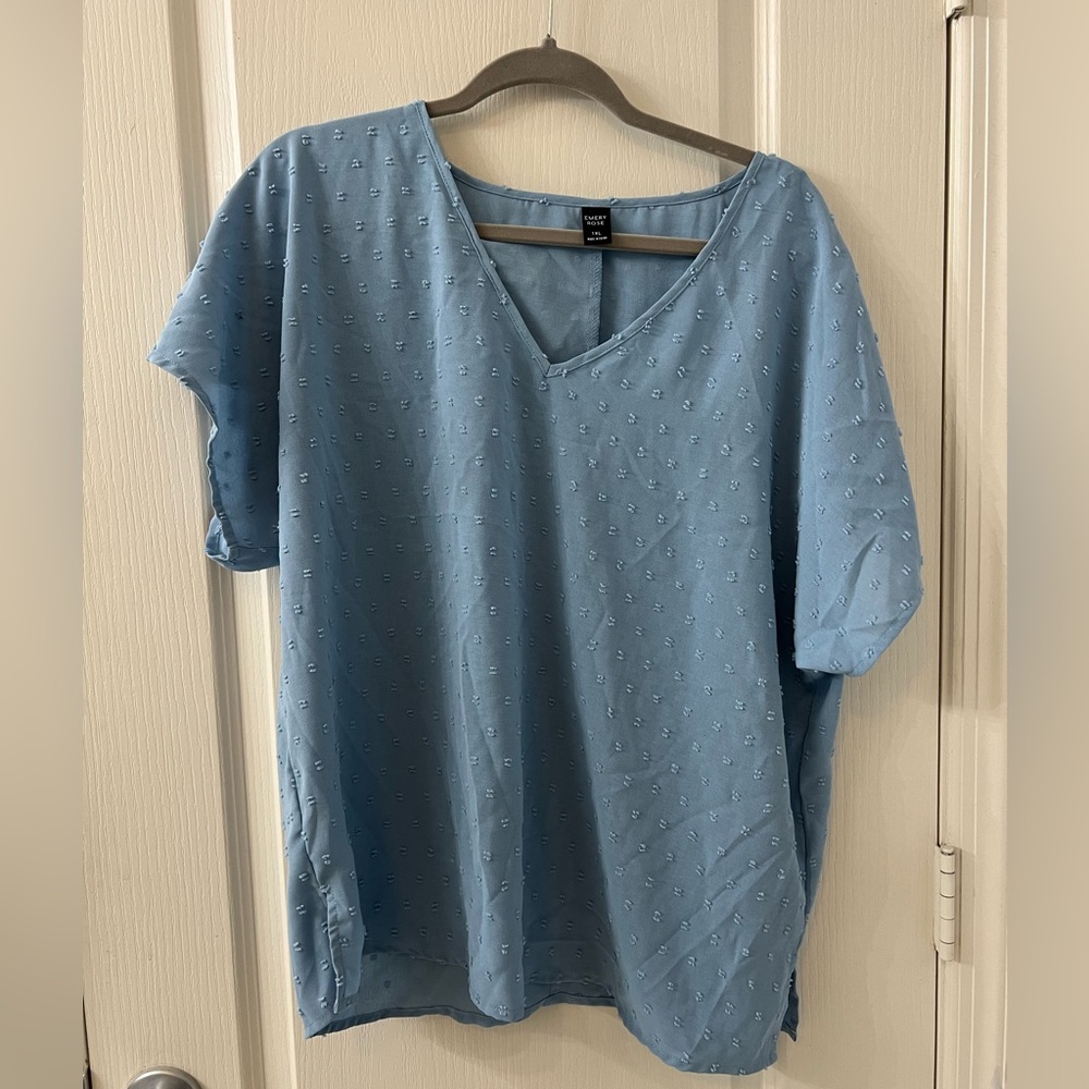 Shein light blue blouse